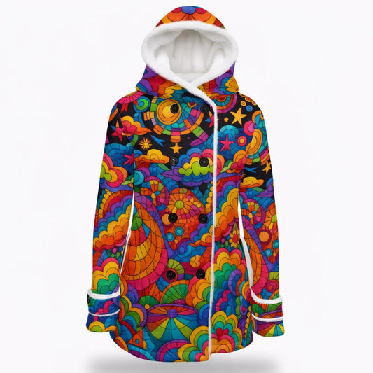 Women's Hooded Double-Breasted Winter Coat With Fleece