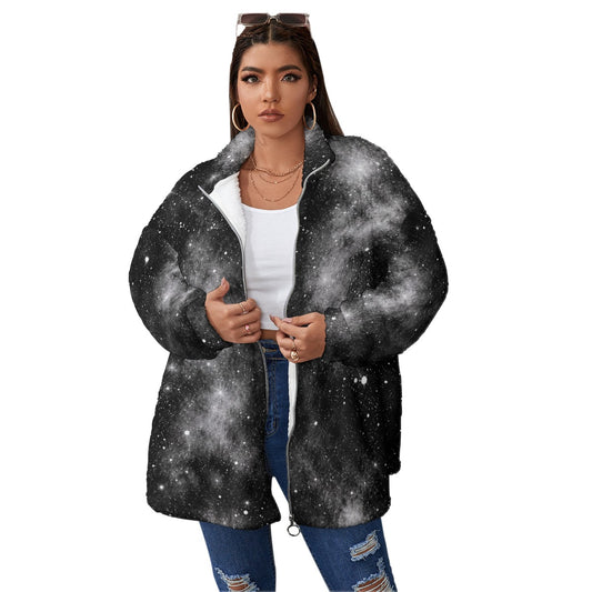 Unisex Borg-Fleece Stand-Up Collar Zip Coat — Plus Size - view 1