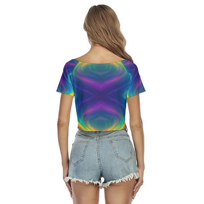 Women's Raglan Drawstring Front Crop Tee
