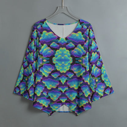 Women's V-neck T-shirt With Irregular Hem