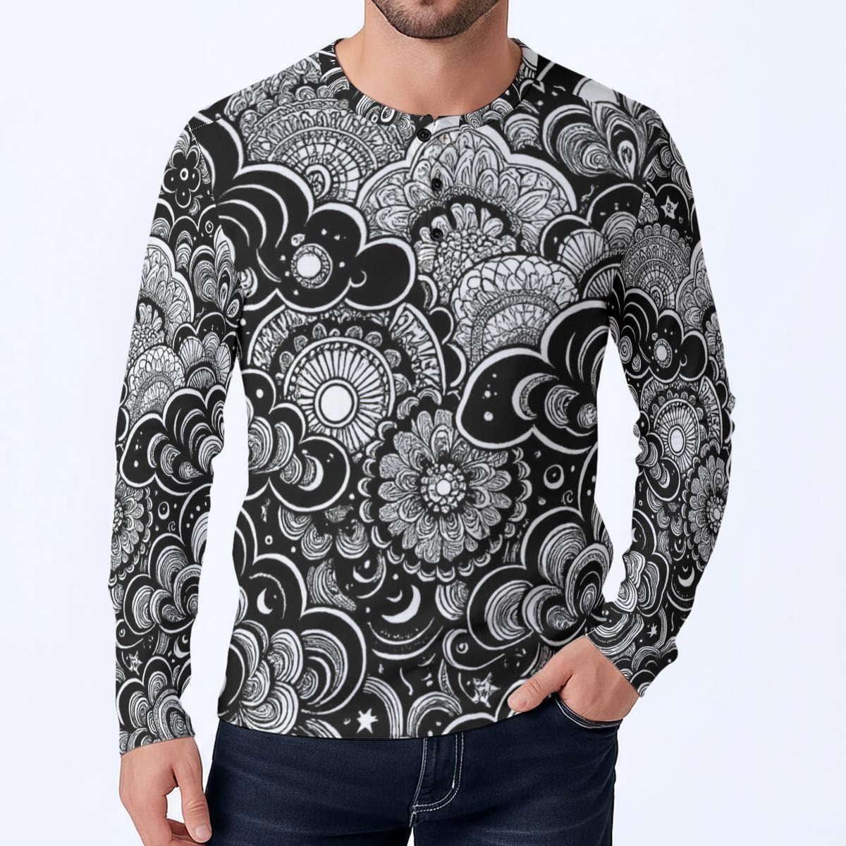 Men's Classic Long-Sleeve Henley Shirt