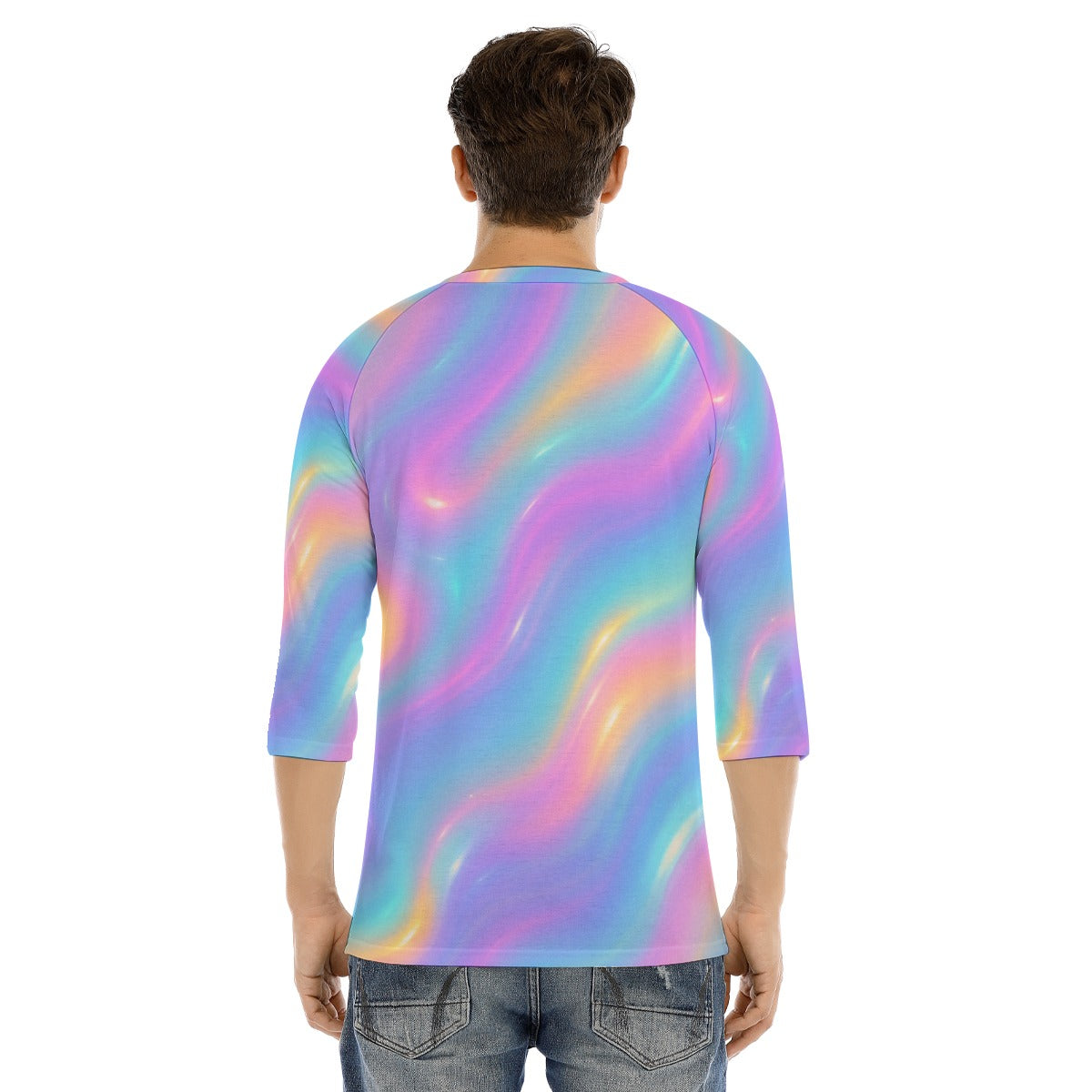 Men's Bracelet Sleeve T-shirt With Button Closure