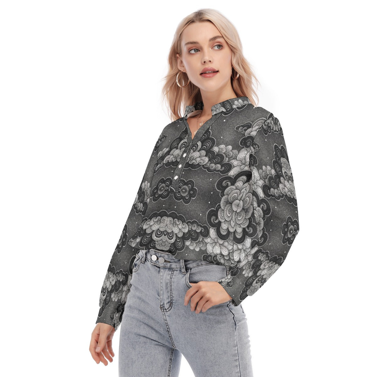 Women's Long Sleeve Blouse With Button Closure