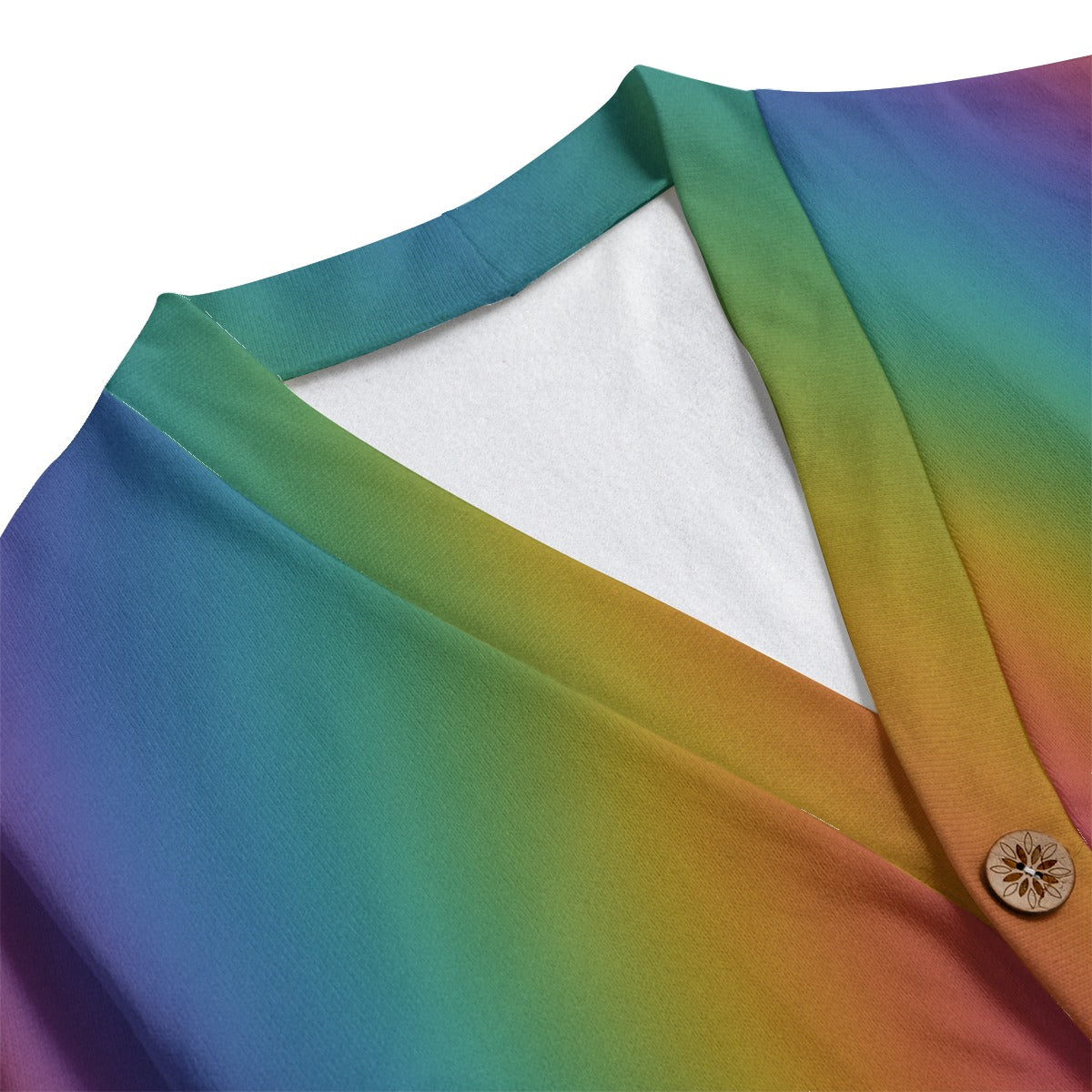 Unisex V-neck Knitted Fleece Cardigan With Button Closure