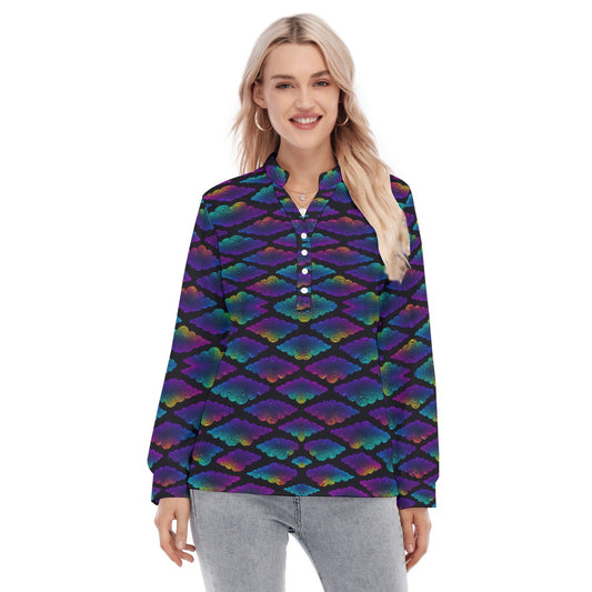 Women's Long Sleeve Blouse With Button Closure