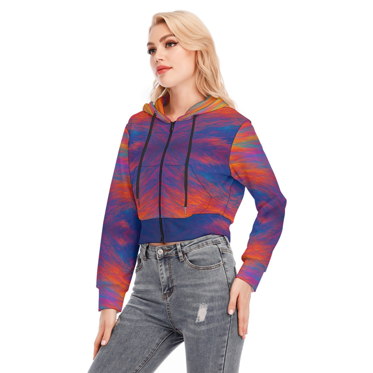 Women's Crop Top Hoodie With Zipper Closure