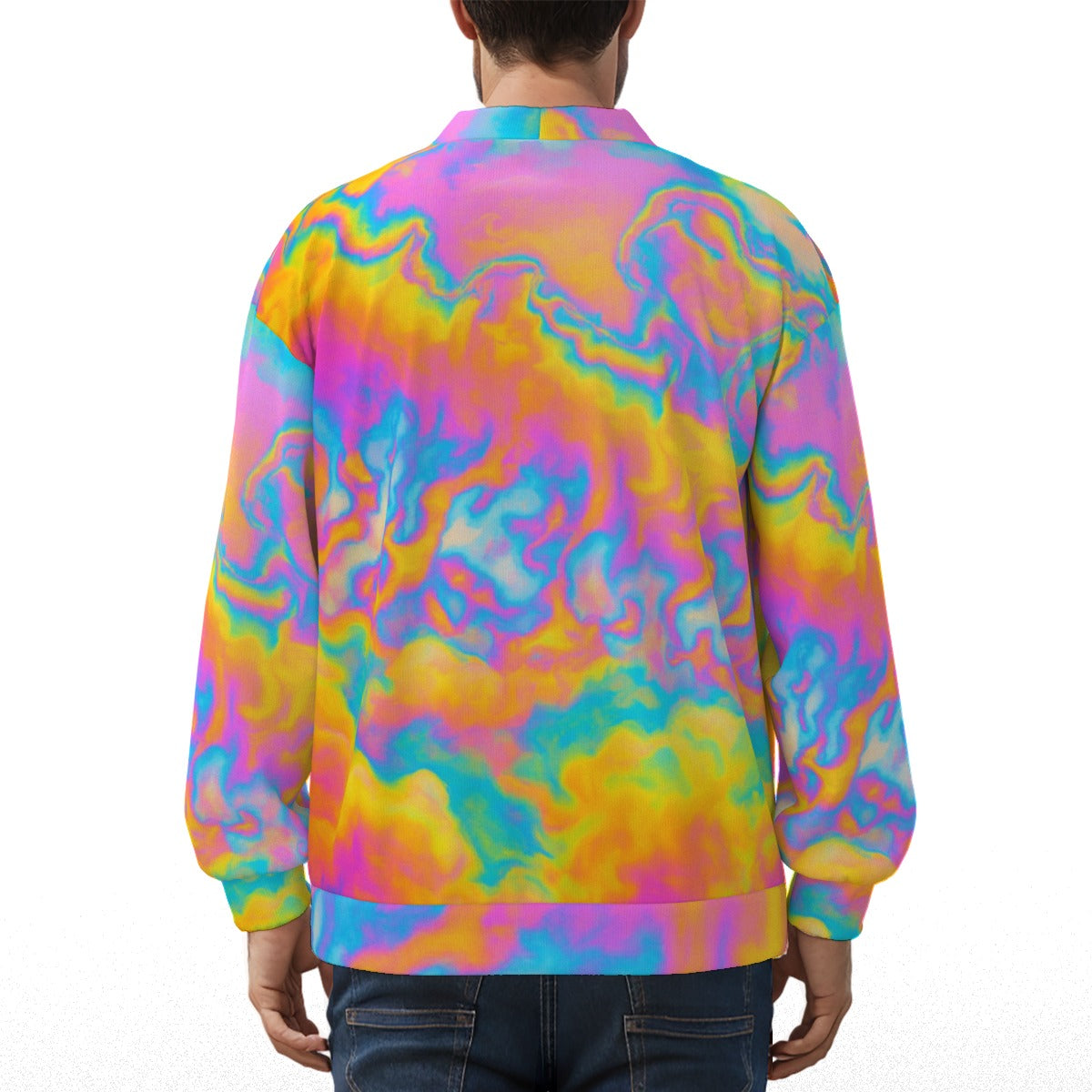 Unisex V-neck Knitted Fleece Cardigan With Button Closure