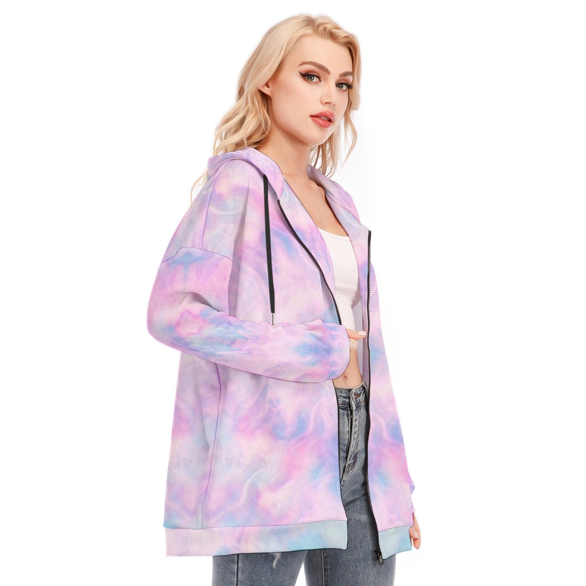 Women's Long Hoodie With Zipper Closure