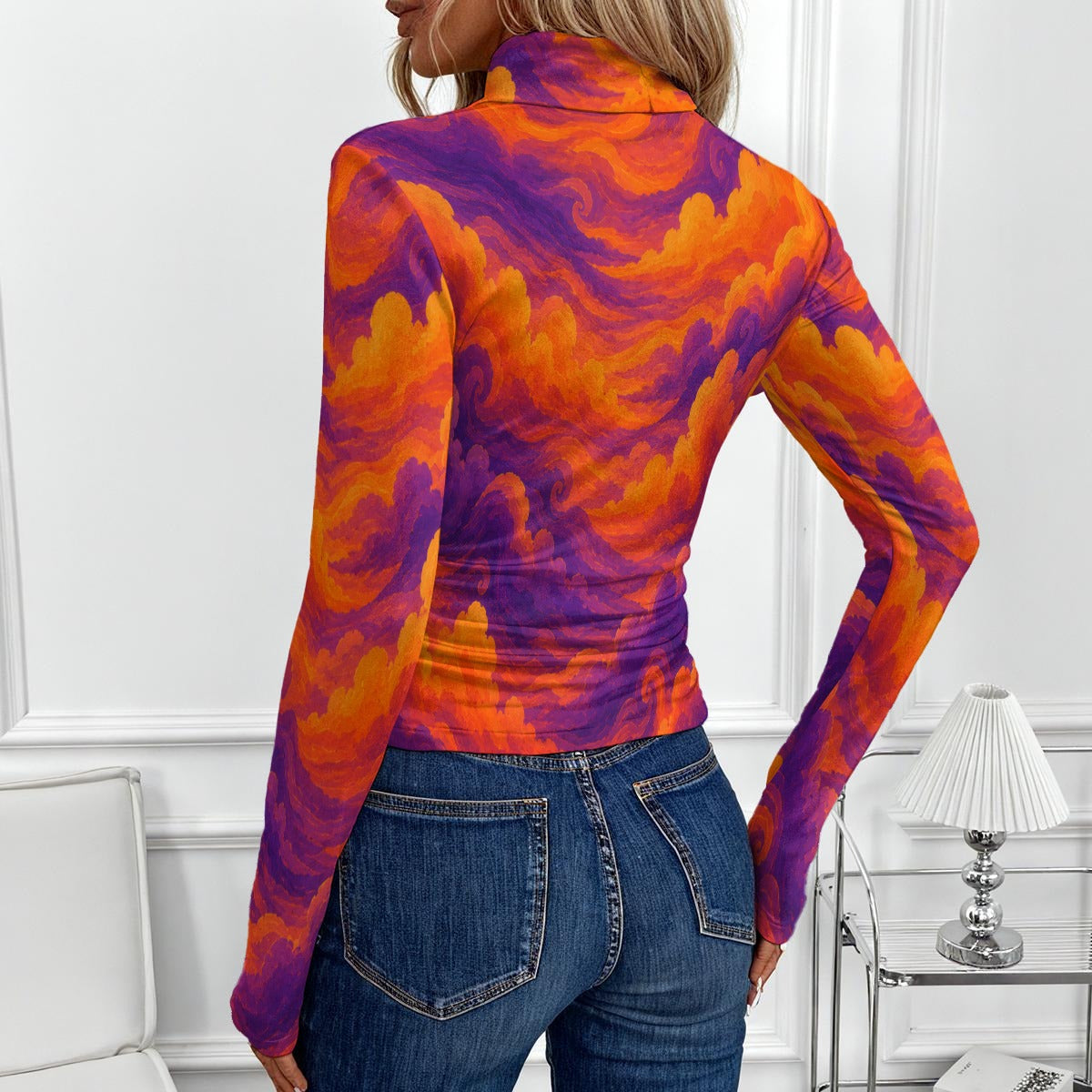 Women's Women's High-Neck Top With Long Sleeve
