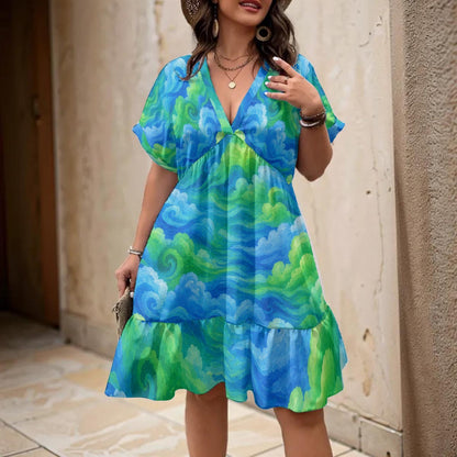 Women's Floral V-Neck Short Sleeve Dress by O’Nimbus – view 2