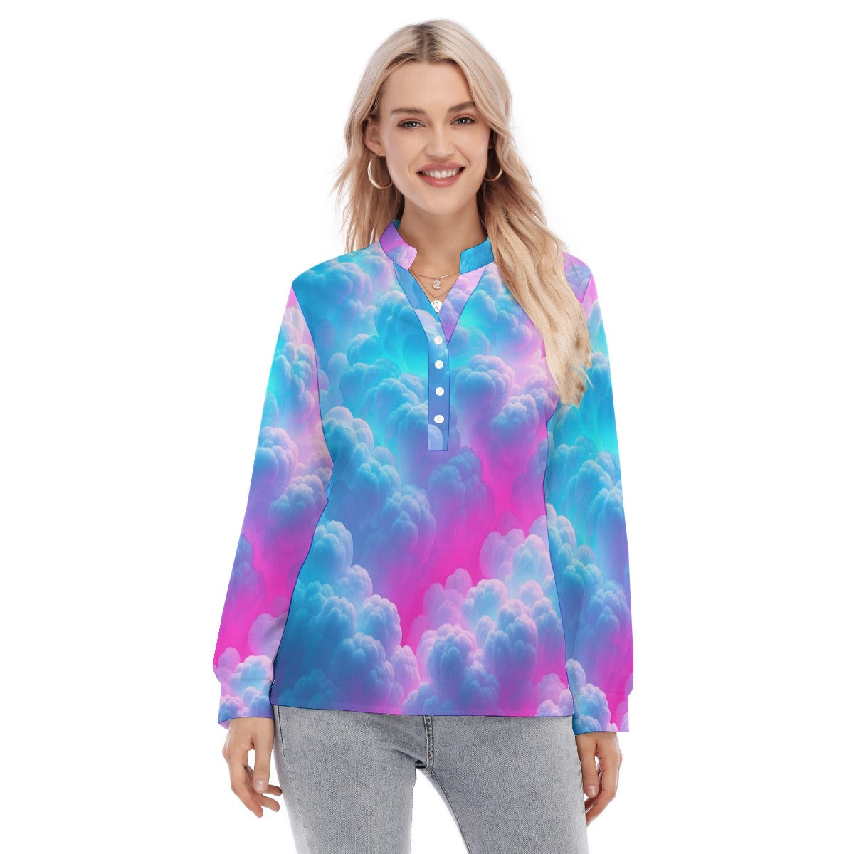 Women's Long Sleeve Blouse With Button Closure