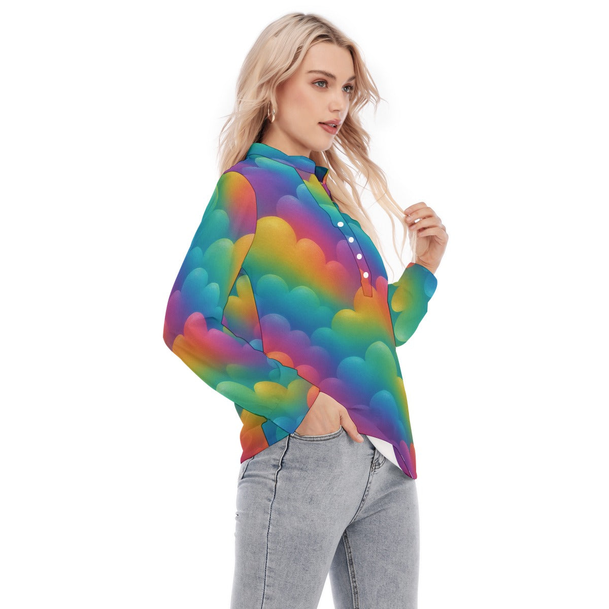 Women's Long Sleeve Blouse With Button Closure