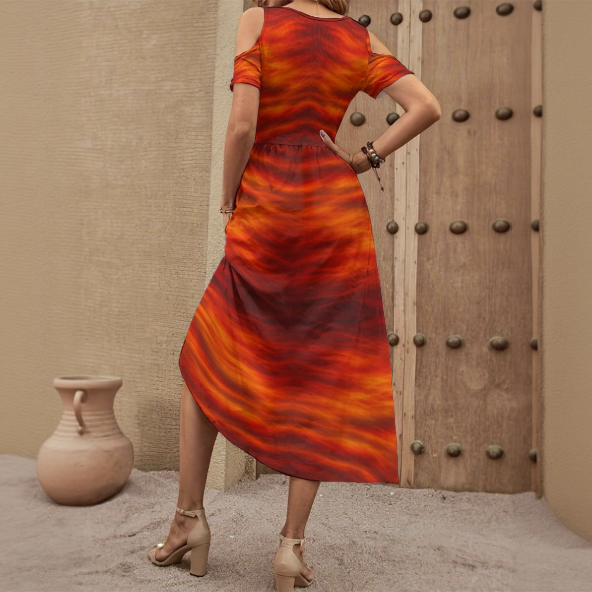 Women's V-neck Off-shoulder Dress