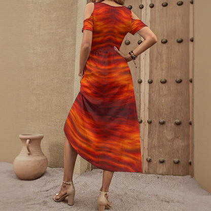 Women's V-neck Off-shoulder Dress