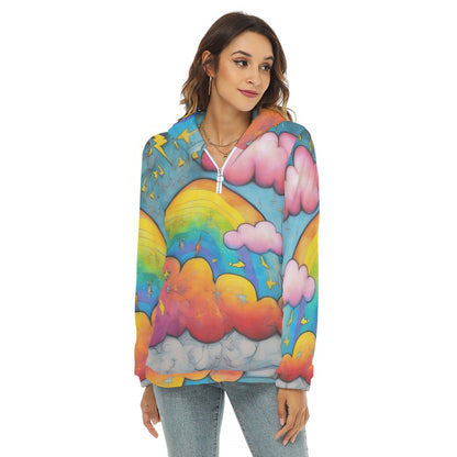 Women's Borg Fleece Hoodie With Half Zip