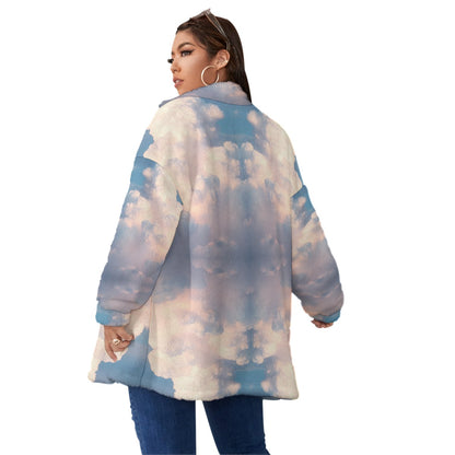 Unisex Borg Fleece Stand-up Collar Coat With Zipper Closure(Plus Size)
