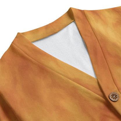 Unisex V-neck Knitted Fleece Cardigan With Button Closure