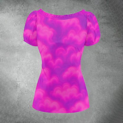 Women's Puff Sleeve Pleated Shirt