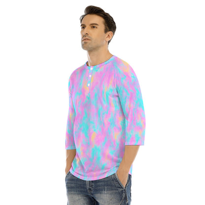 Men's Bracelet Sleeve T-shirt With Button Closure - view 3