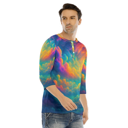 Men's Bracelet Sleeve T-shirt With Button Closure - view 2