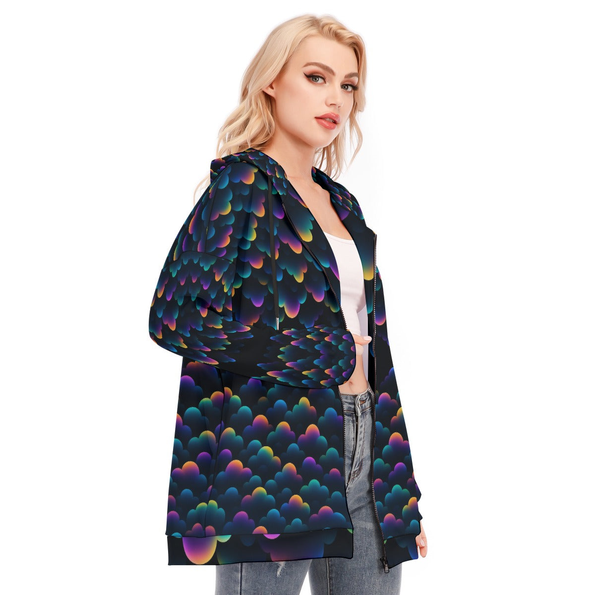 Women's Long Hoodie With Zipper Closure