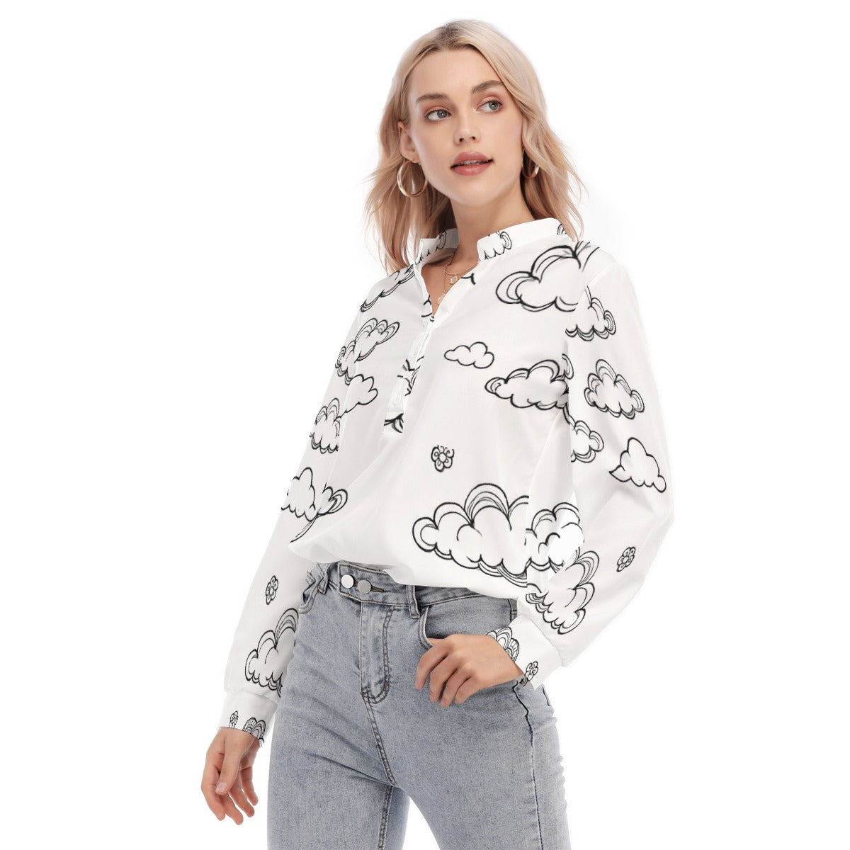 Women's Long Sleeve Blouse With Button Closure