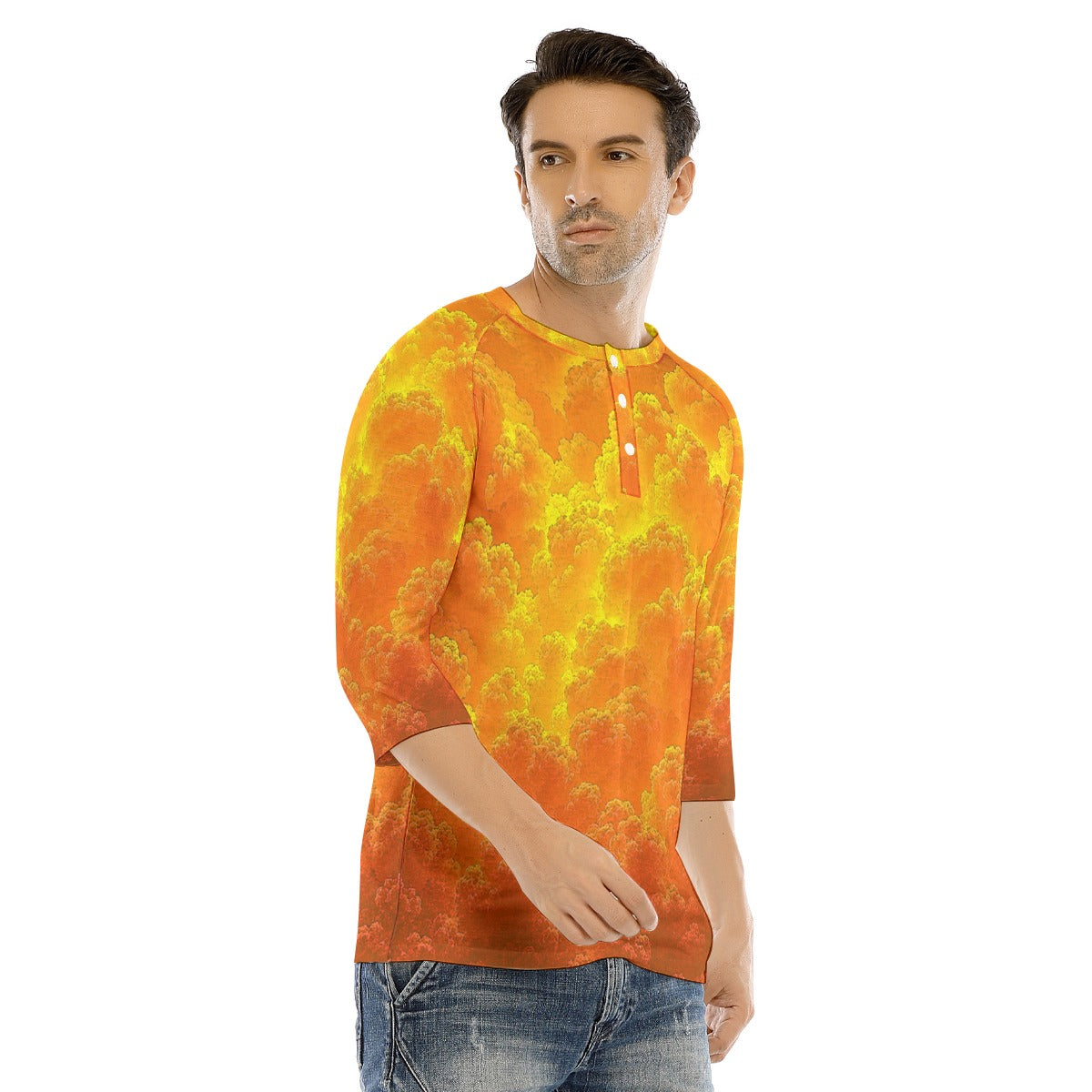 Men's Bracelet Sleeve T-shirt With Button Closure - view 2