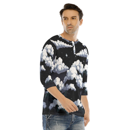 Men's Bracelet Sleeve T-shirt With Button Closure - view 2