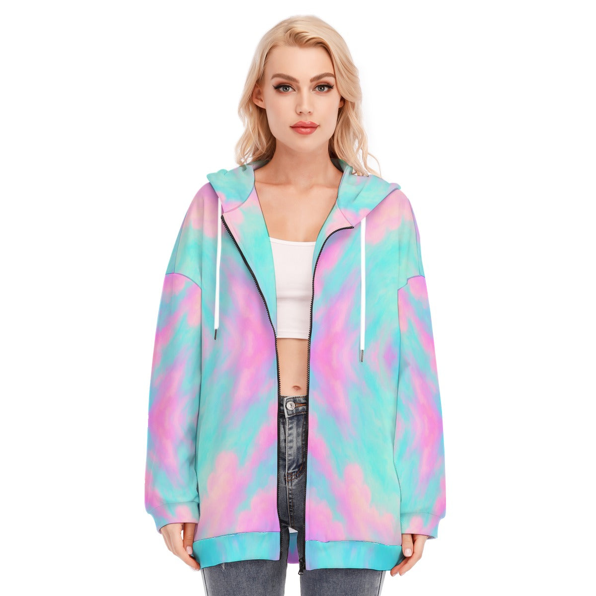 Women's Long Hoodie With Zipper Closure