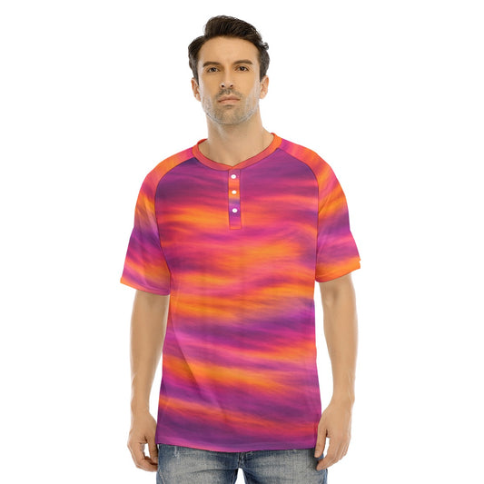 Men's Raglan Sleeve T-shirt With Button Closure