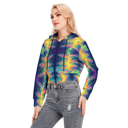 Women's Crop Top Hoodie With Zipper Closure