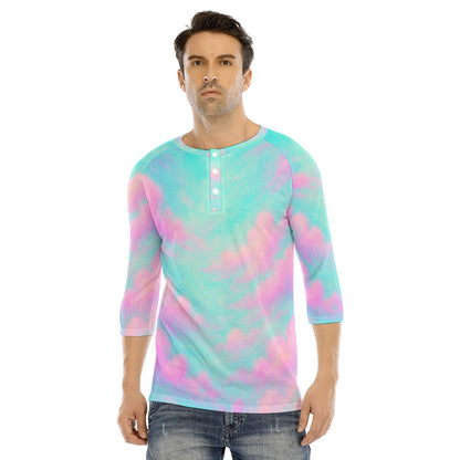 Men's Bracelet Sleeve T-shirt With Button Closure - view 1