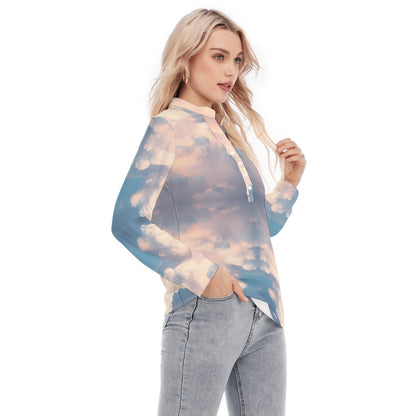 Women's Long Sleeve Blouse With Button Closure
