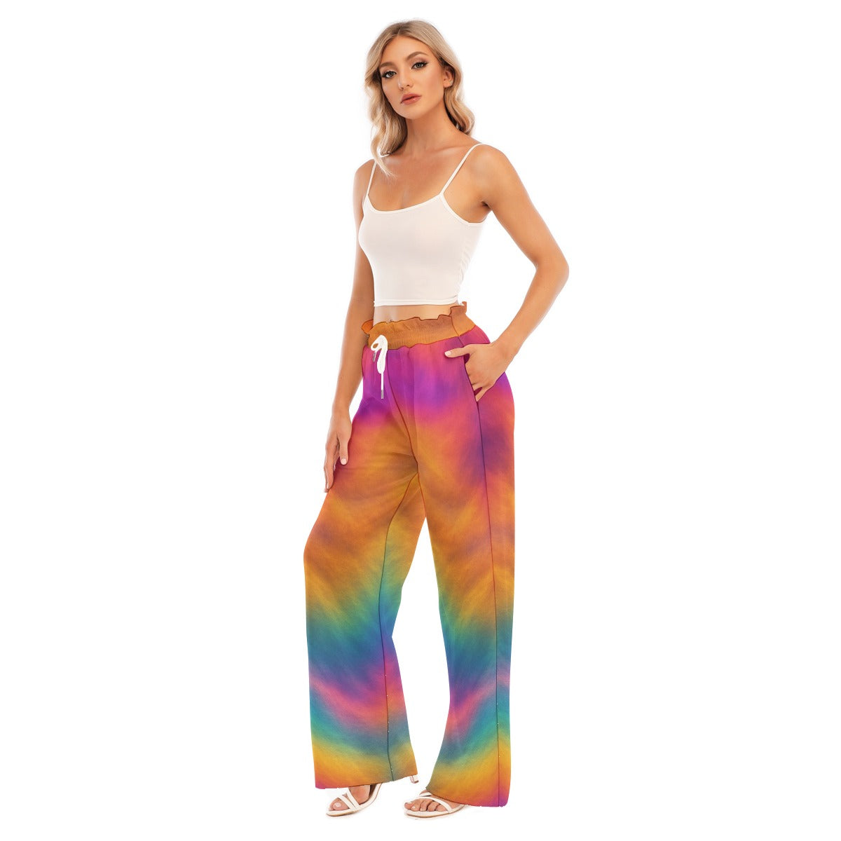 Women's Waist Fungus Edge Wide-leg Pants