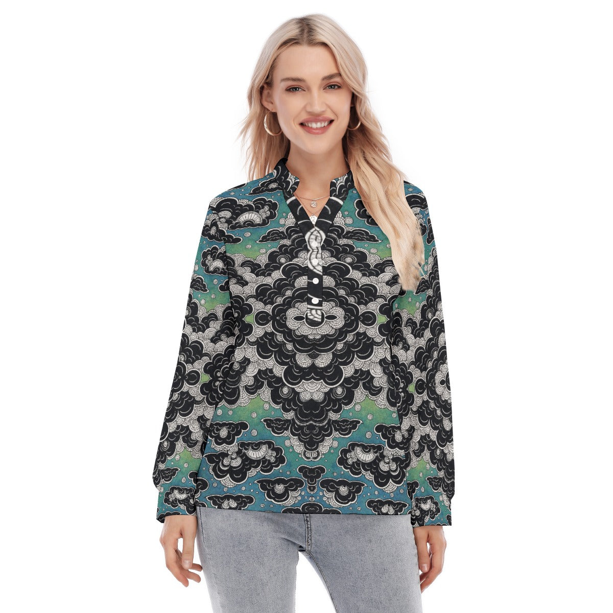 Women's Long Sleeve Blouse With Button Closure