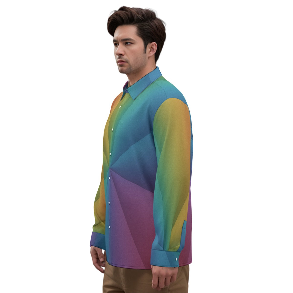 Men's Imitation Silk Long-Sleeved Shirt