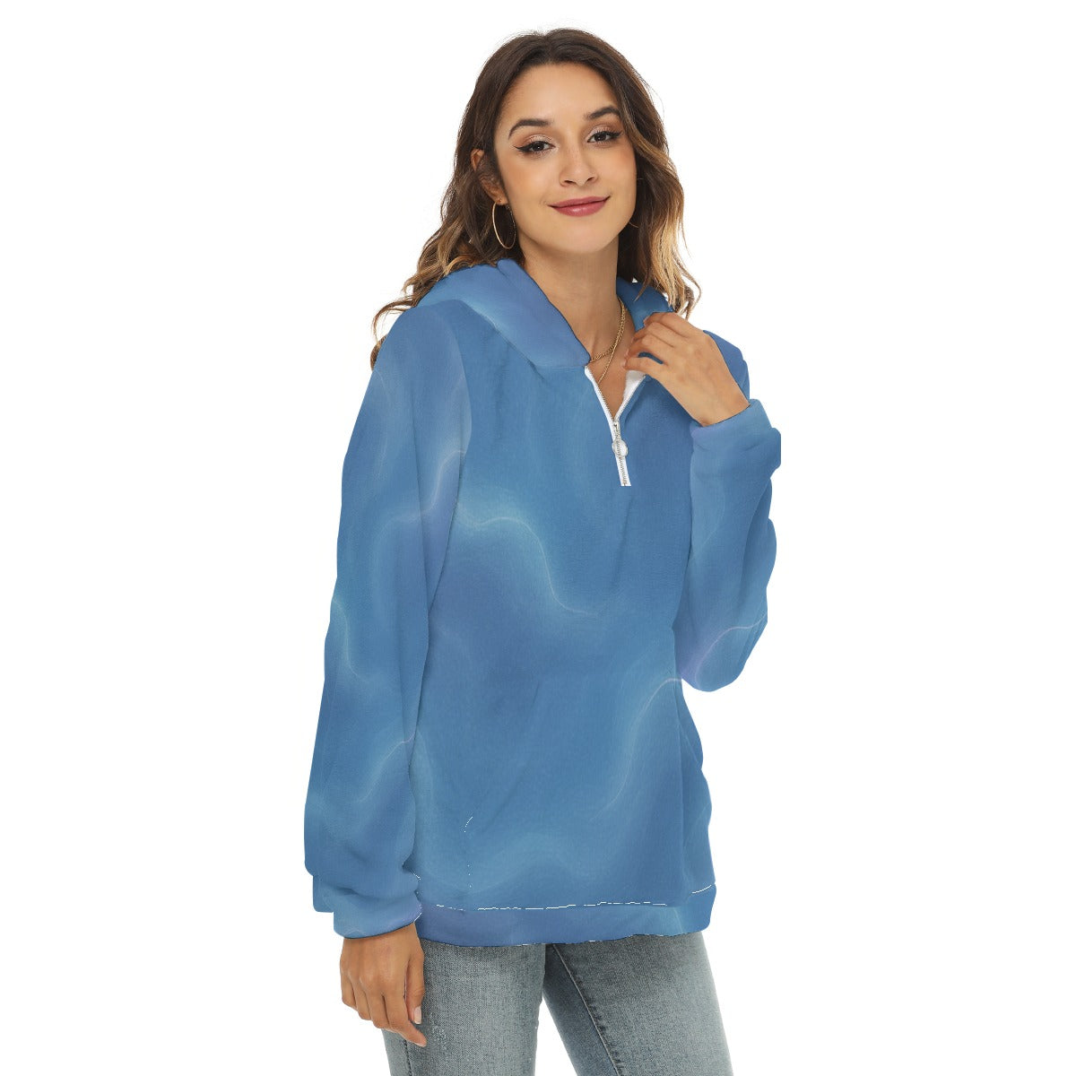 Women's Borg Fleece Hoodie With Half Zip
