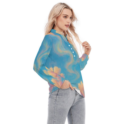 Women's Long Sleeve Blouse With Button Closure