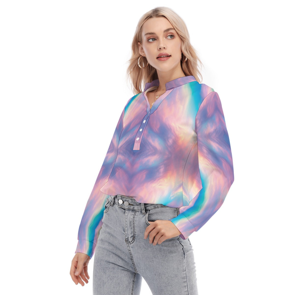 Women's Long Sleeve Blouse With Button Closure