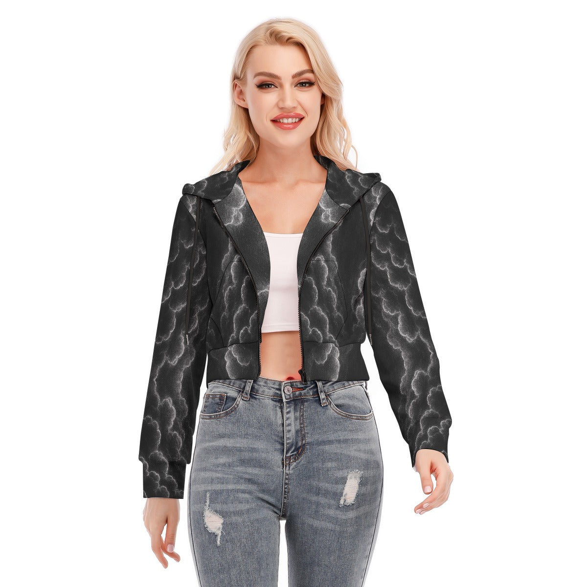 Women's Crop Top Hoodie With Zipper Closure