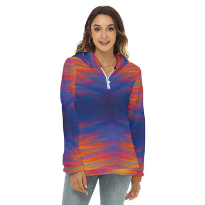 Women's Borg Fleece Hoodie With Half Zip