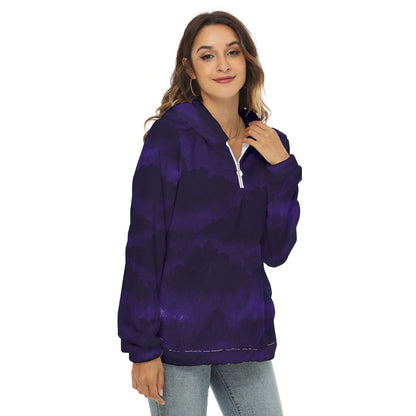 Women's Borg Fleece Hoodie With Half Zip
