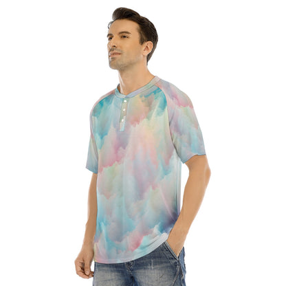 Men's Raglan Sleeve T-shirt With Button Closure