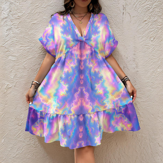 Women’s Floral V-Neck Short Sleeve Dress