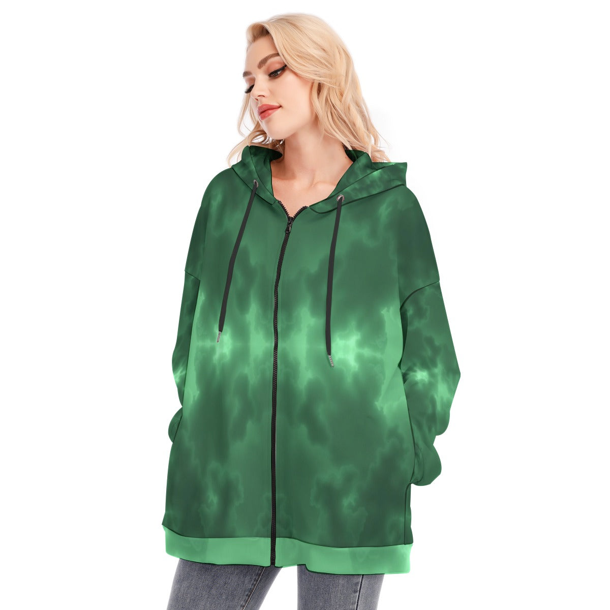 Women's Long Hoodie With Zipper Closure