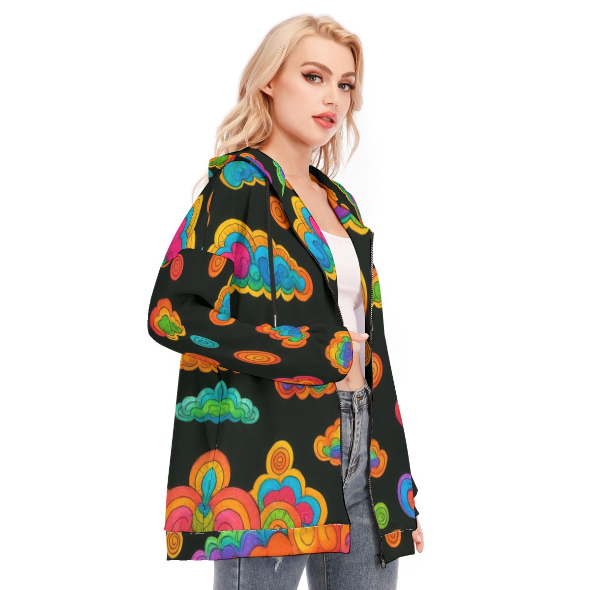 Women's Long Hoodie With Zipper Closure