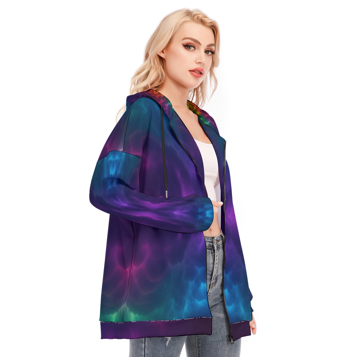 Women's Long Hoodie With Zipper Closure