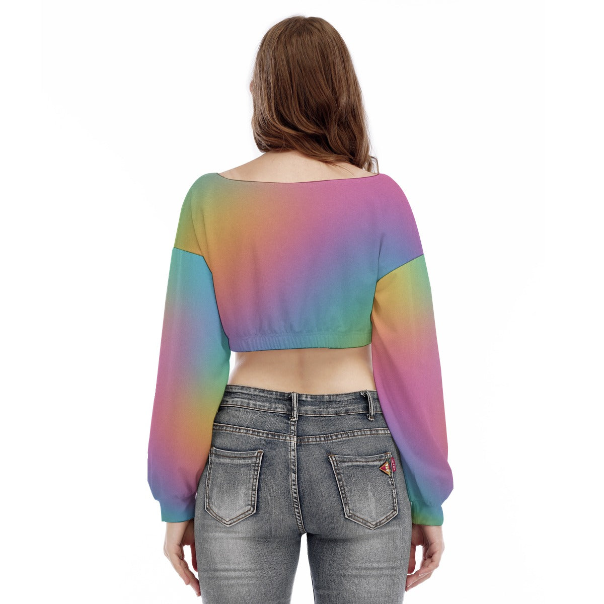 Women's V-neck Long Sleeve Cropped Sweatshirt