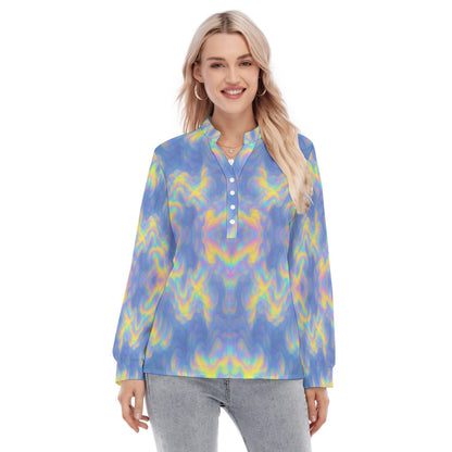 Women's Long Sleeve Blouse With Button Closure