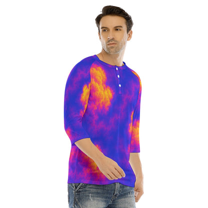Men's Bracelet Sleeve T-shirt With Button Closure - view 2